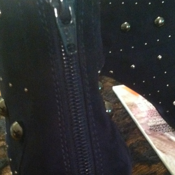 Elegant Navy Studded Women's Ankle Boots - Picture 6 of 6